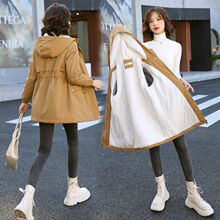 加绒女中长款2025女潮新款冬季韩版洋气宽松棉服加厚风衣外套