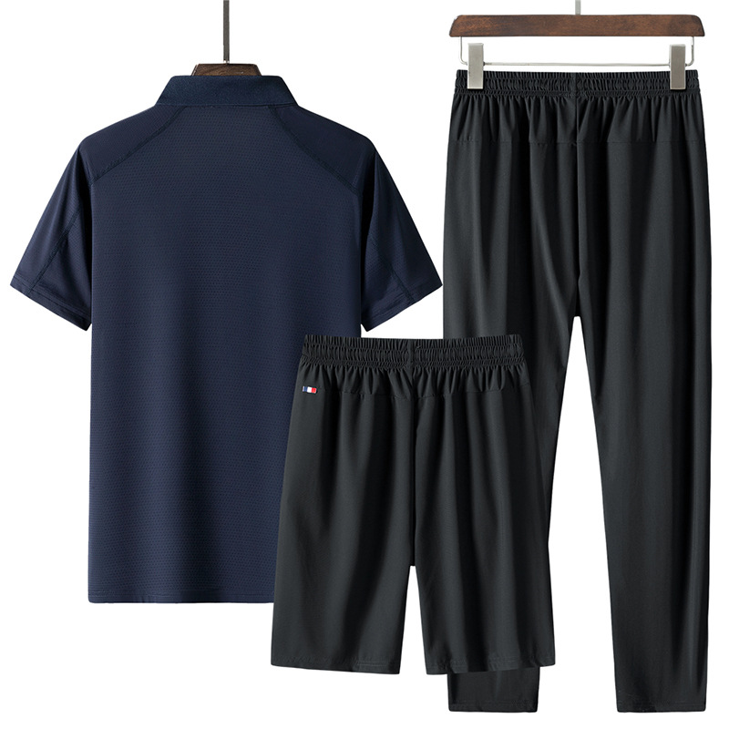 2022年新款男士运动套装夏季短袖短裤休闲宽松篮球跑步衣服三件套