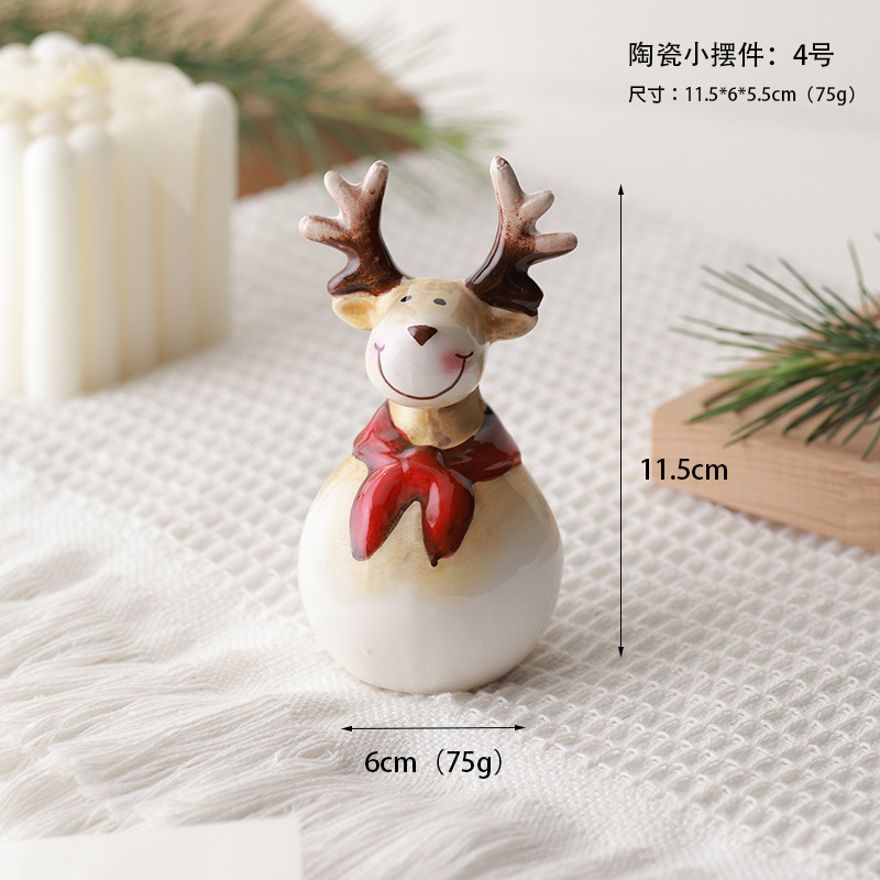Buscando madera, nuevos productos transfronterizos, adornos de cerámica retro navideños, mesa de alce de muñeco de nieve para ancianos, decoración de luces, regalos