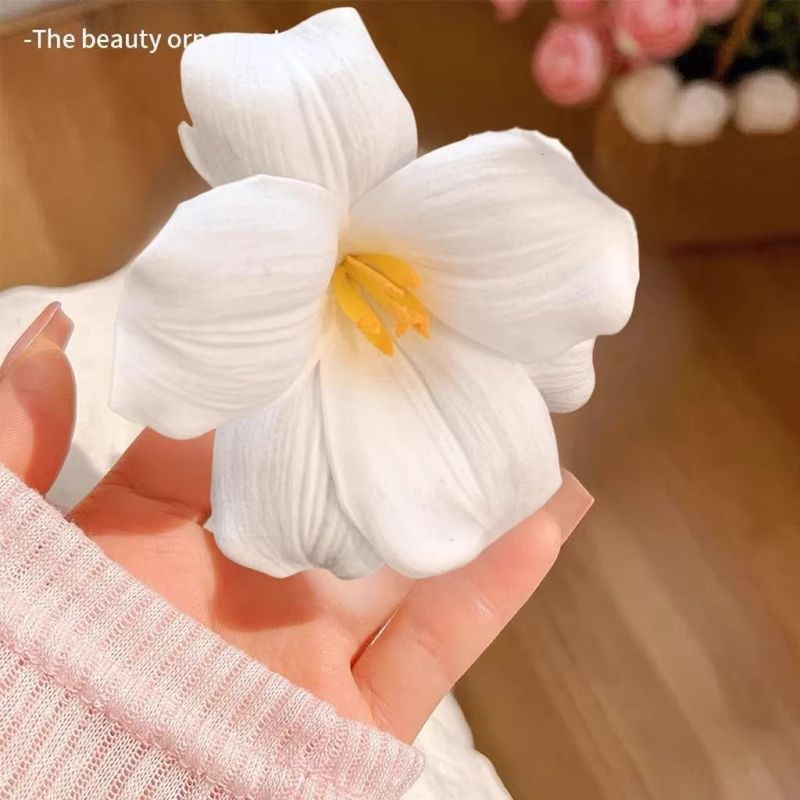 超仙唯美玫瑰花发饰仿真花夹海边度假风抓夹拍照绝美半扎发鲨鱼夹|undefined
