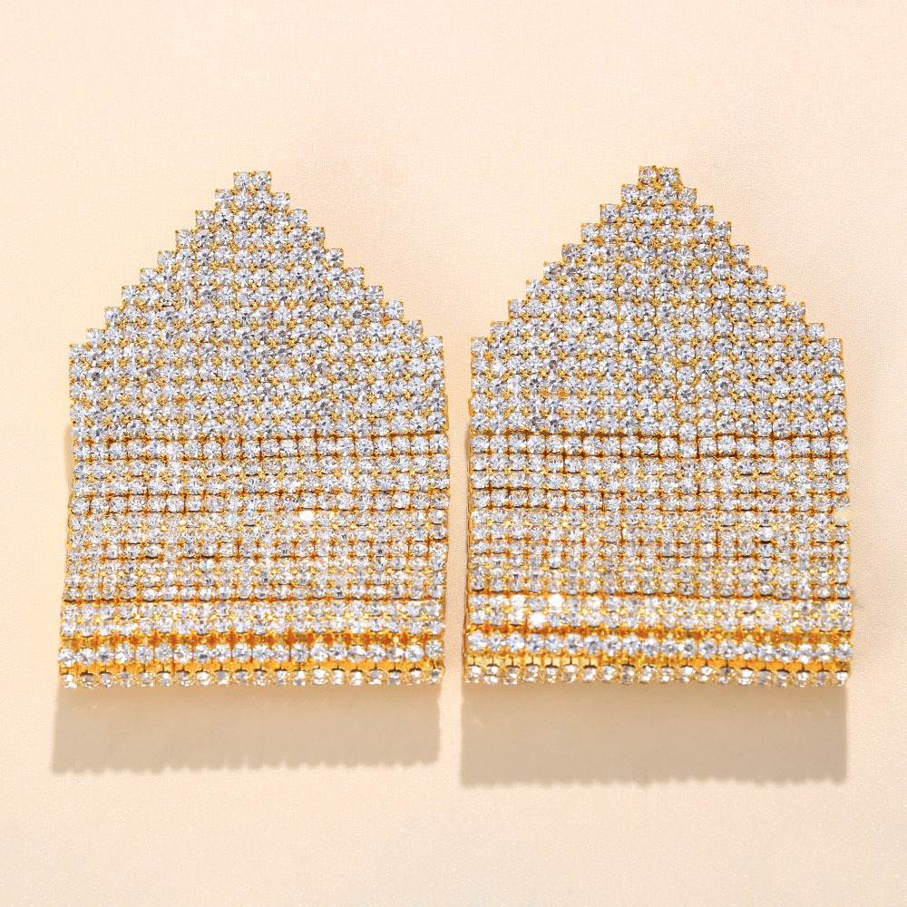 Alloy Material Geometric Pattern Fashion Geometric Alloy Inlay Rhinestones Earrings