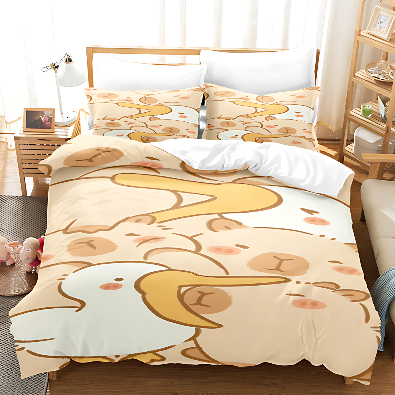 TEMU / JIT Cross-border Cute Capibala Pattern HD Digital Printed Colch Set