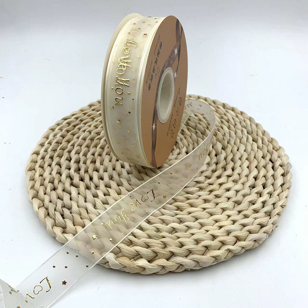 Hilo coreano dorado cinta transparente cinta de organza pastel de flores embalaje Barra de hilo de nieve soporte cinta hecha a mano al por mayor