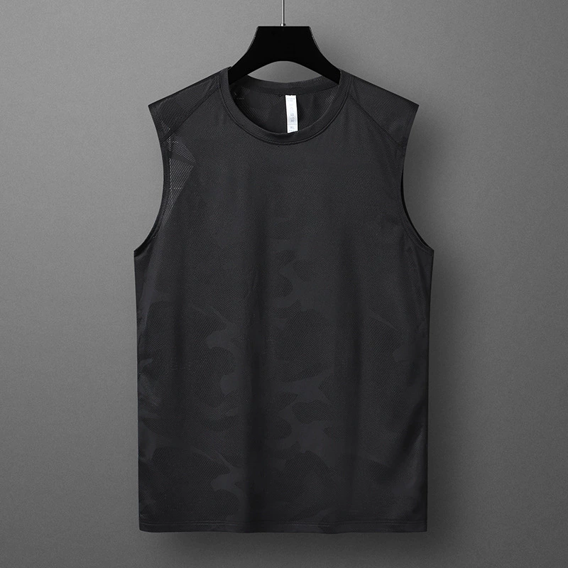 2024 новый летний тонкий плечо спортивный фитнес-рубашка футболка ледяной жилет для мужчин без рукавов