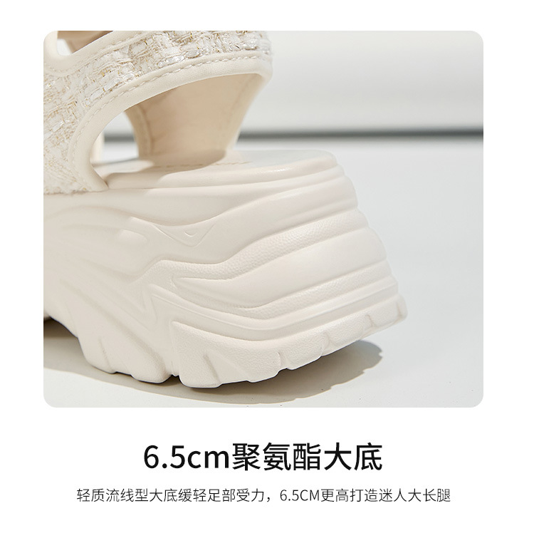Sandal thể thao đế dày ZHR cho nữ, quai chữ V, khóa dán, chống trượt, đi biển mùa hè — G663 màu be chi tiết 13