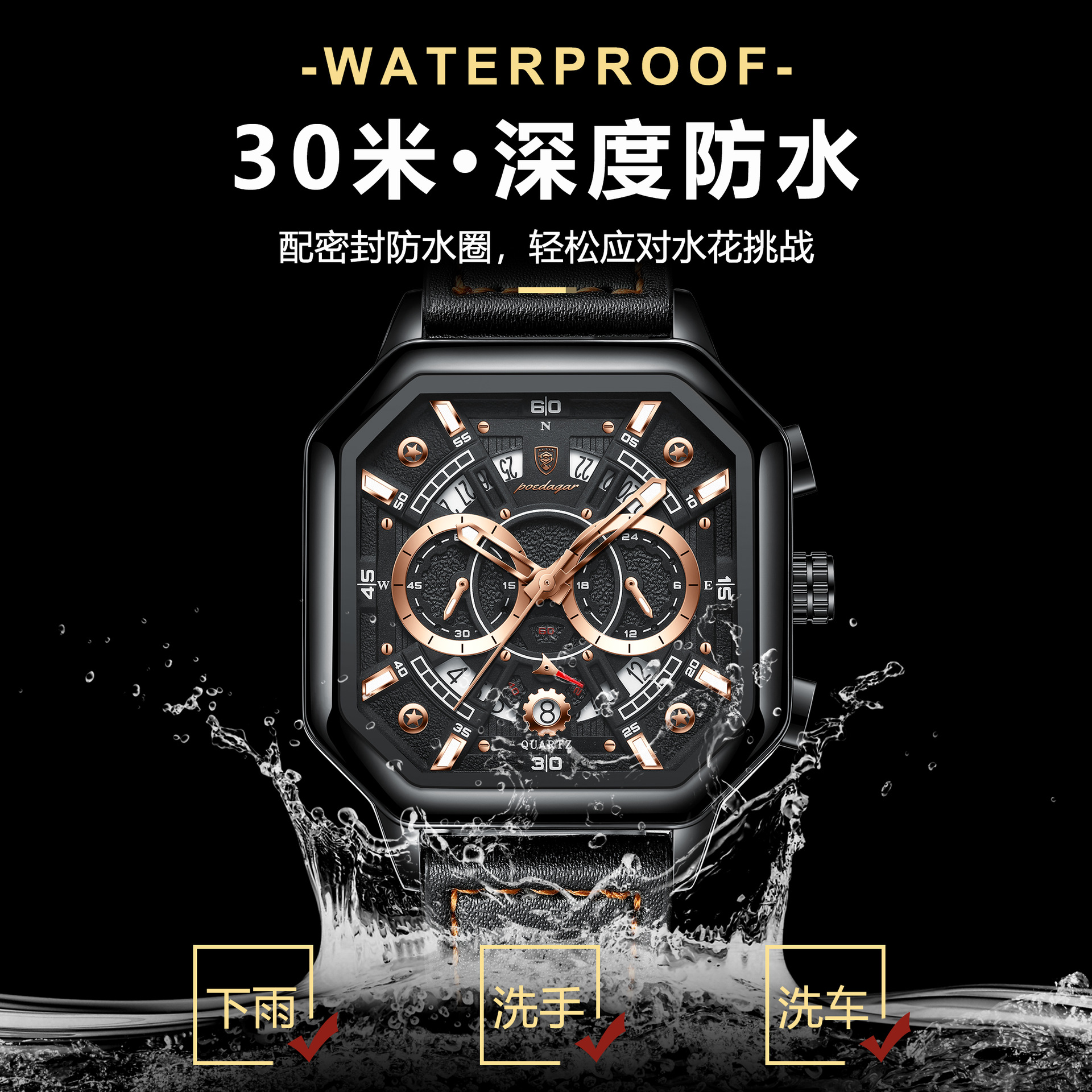 Marca Suiza multifuncional correa de reloj de hombre nuevo reloj de pulsera de luz nocturna transmisión en vivo de comercio exterior una explosión