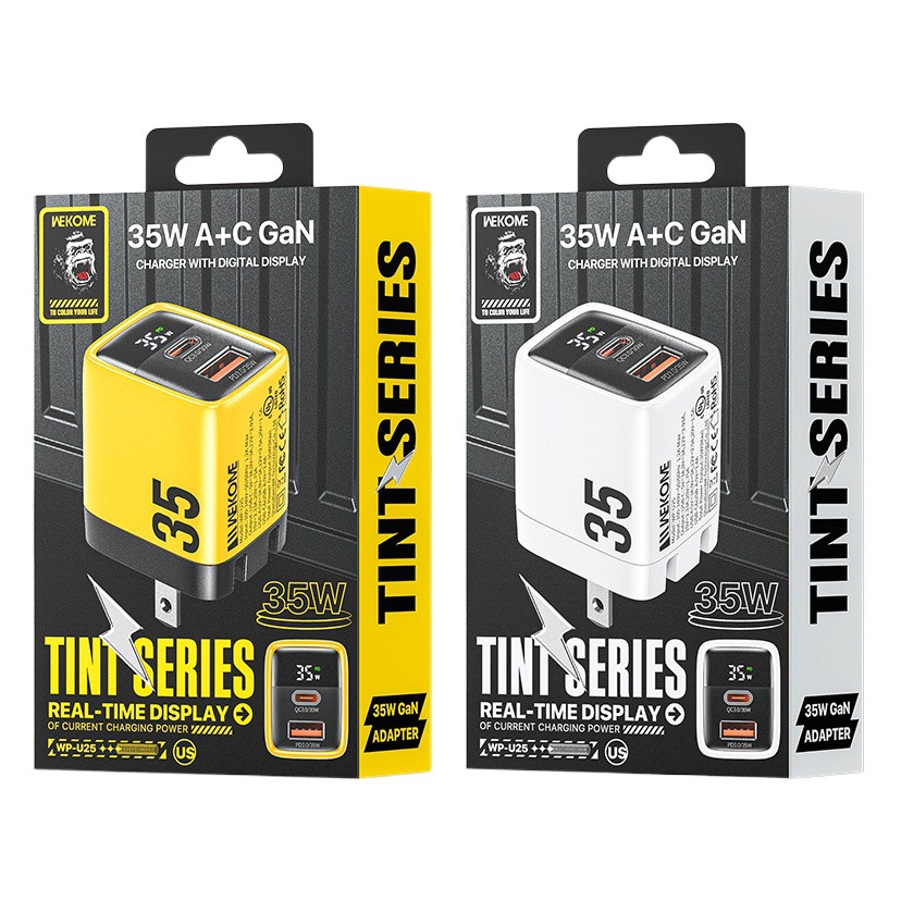WEKOME estilo caliente punto color 35W nitruro de galio A C pantalla digital plegable Estados Unidos, Europa, Europa, Reino Unido, cargador universal estándar WP-U25