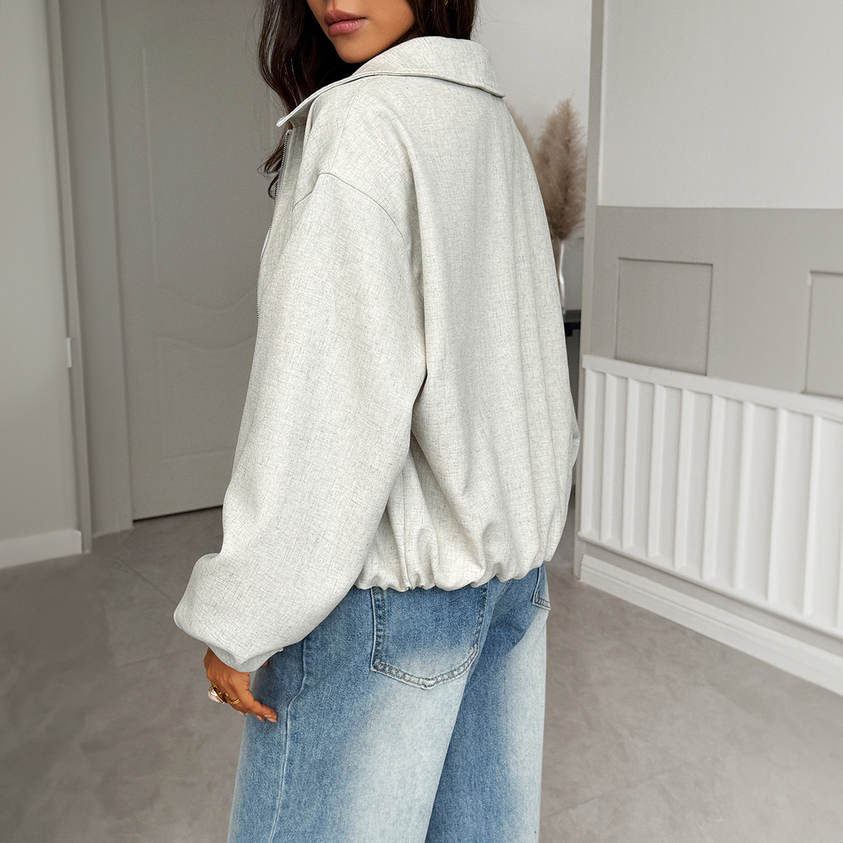 Women's Elegant Casual Coat European American Style Loose Fit Autumn Winter Outerwear Simple Commuter Clothing_voghion.com