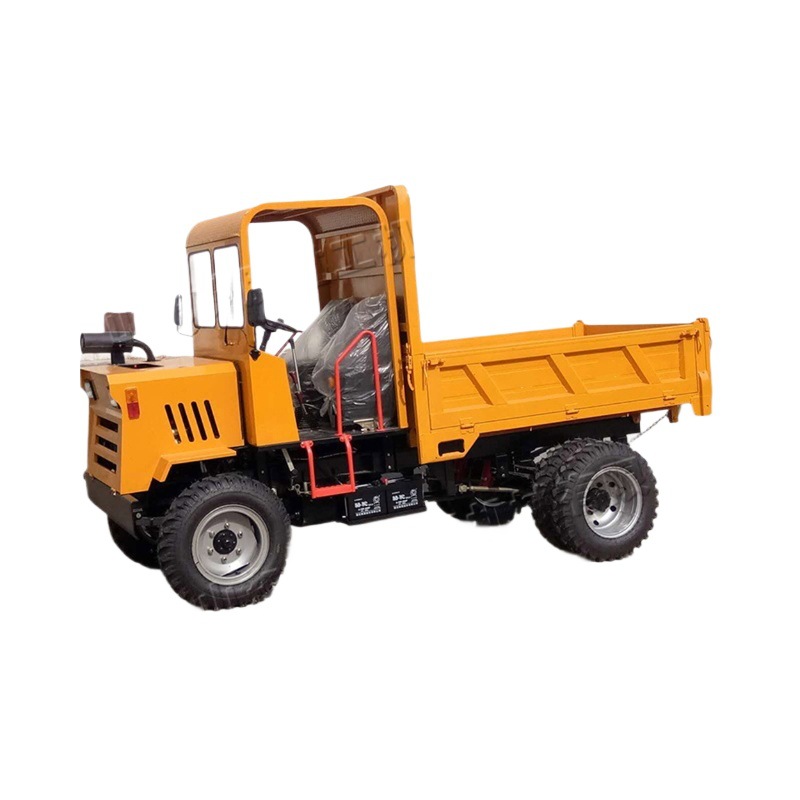 Vehículo de transporte de descarga trasera hidráulico diesel de doble techo para ingeniería de construcción, camión de tracción de tierra agrícola de montaña