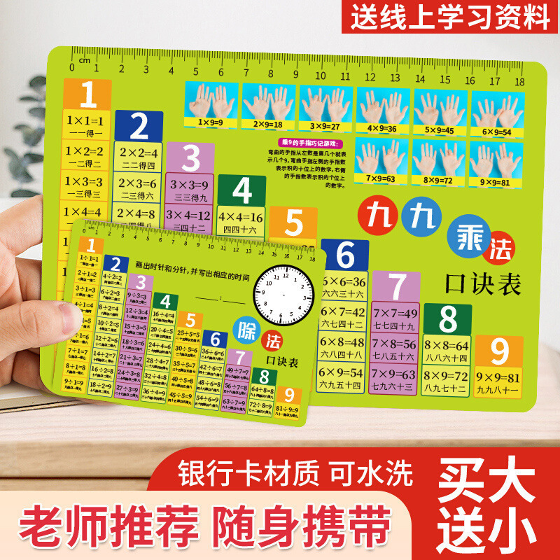 Ninth multiplication table 99 multiplication and division Formula clock card mathematics formula table second grade full Set Multiplication formula table