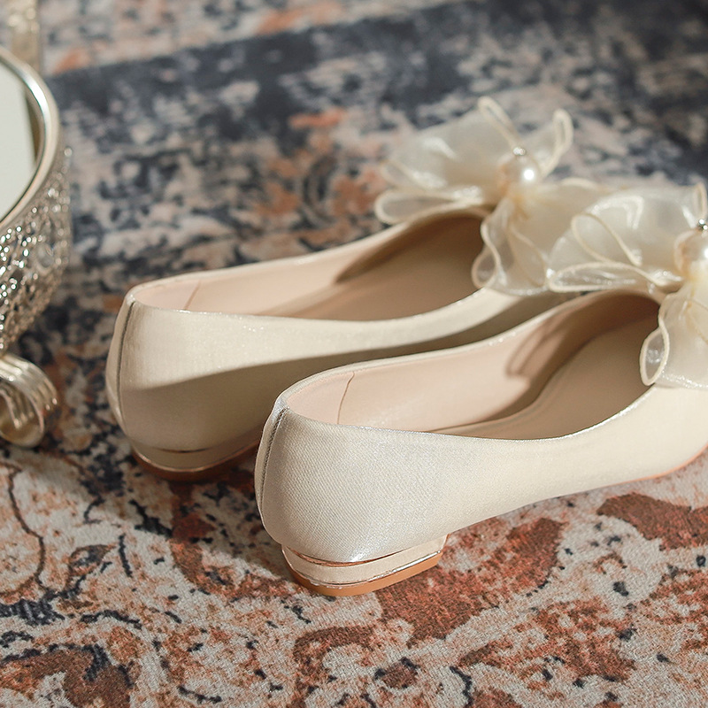 Chaussures de fiançailles pour enfants, femmes enceintes, chaussures simples à semelle plate, pieds non fatigants, robe de mariée princesse haut de gamme, chaussures de mariée_voghion.com