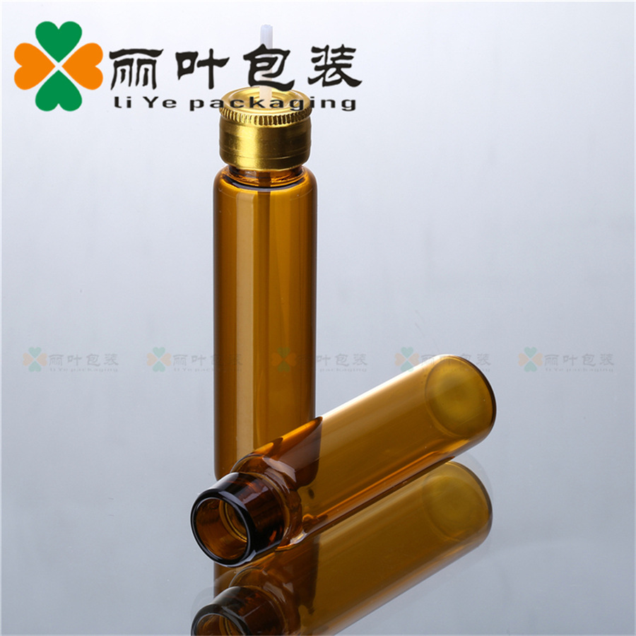厂家直供 10ML管制C型口服液瓶 棕色/透明 铝制撕拉盖 医药饮料瓶