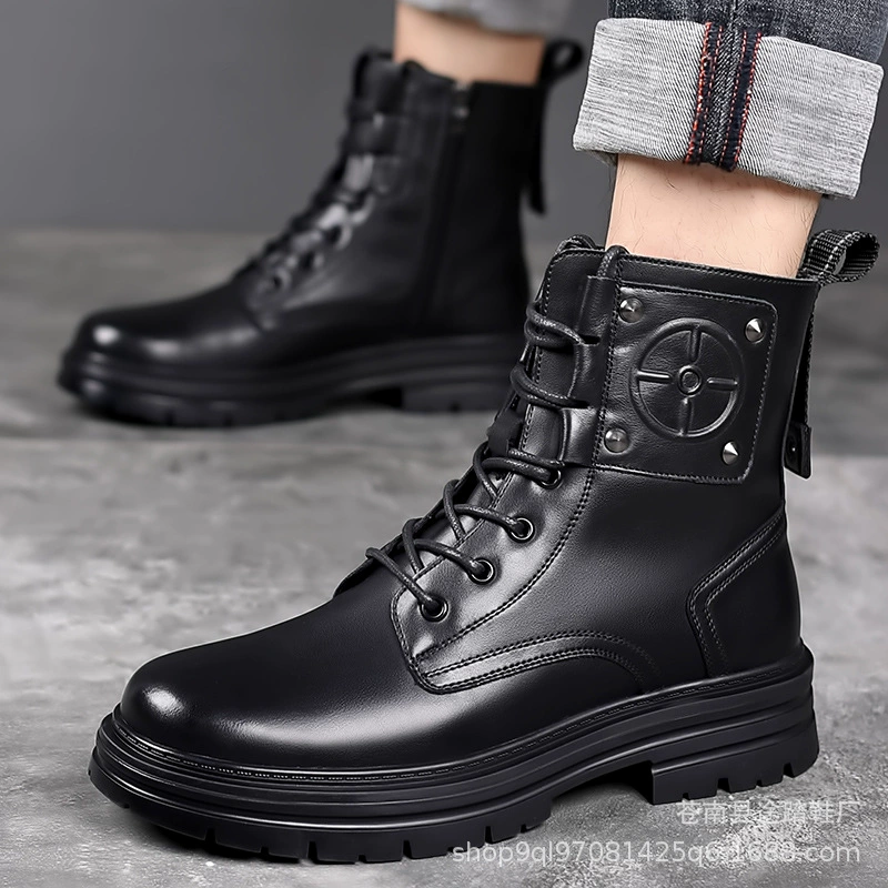 Мужская обувь большого размера мужская дикая сапоги Martin высокая одежда модная обувь износостойкая и хлопчатобумажная теплая кожаная обувь оптовая продажа