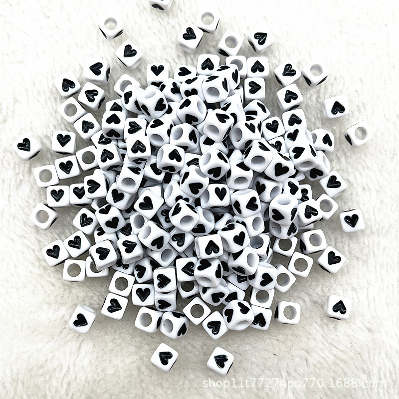 6mmアクリル散珠カラー英語滴油アルファベットビーズDIYアクセサリー子供早教ビーズ