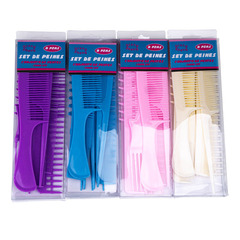 彩色塑料PVC八件套按摩梳造型梳8件套梳子組合套裝梳外貿跨境專供