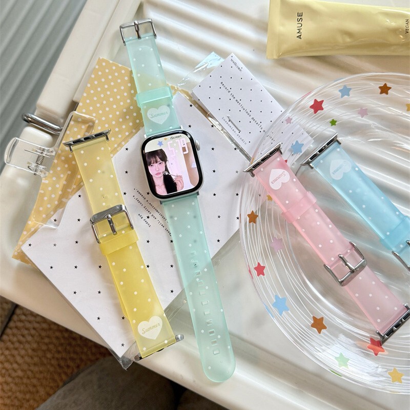 Jelly Polka Dot Heart Strap Suitable for Apple S10 Watch S11Iwatch9 New Model Applewatch876Se