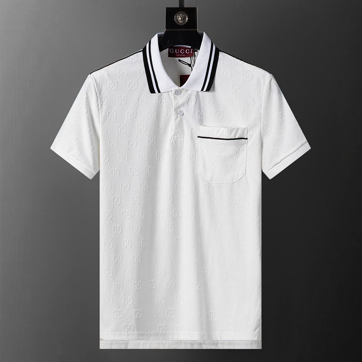Cross-border versión correcta 26 nuevo polo para hombres color sólido negocios Jacquard casual con solapa de punto manga corta 1