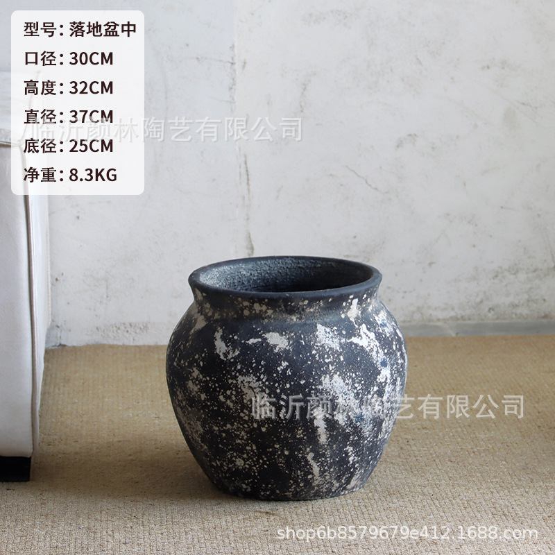 Retro cemento gran barro de barro jardín jardín verde gran maceta simple centro comercial decoración hotel decoración hecha