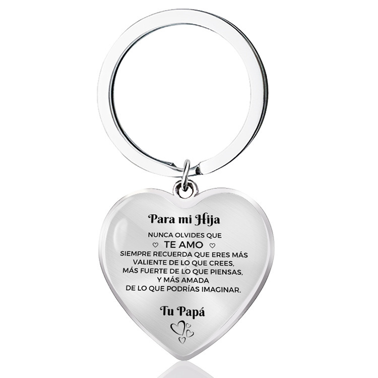 Collar de epoxi de acero inoxidable transfronterizo colgante en forma de corazón de melocotón llavero de amor personalizado español regalo de Navidad