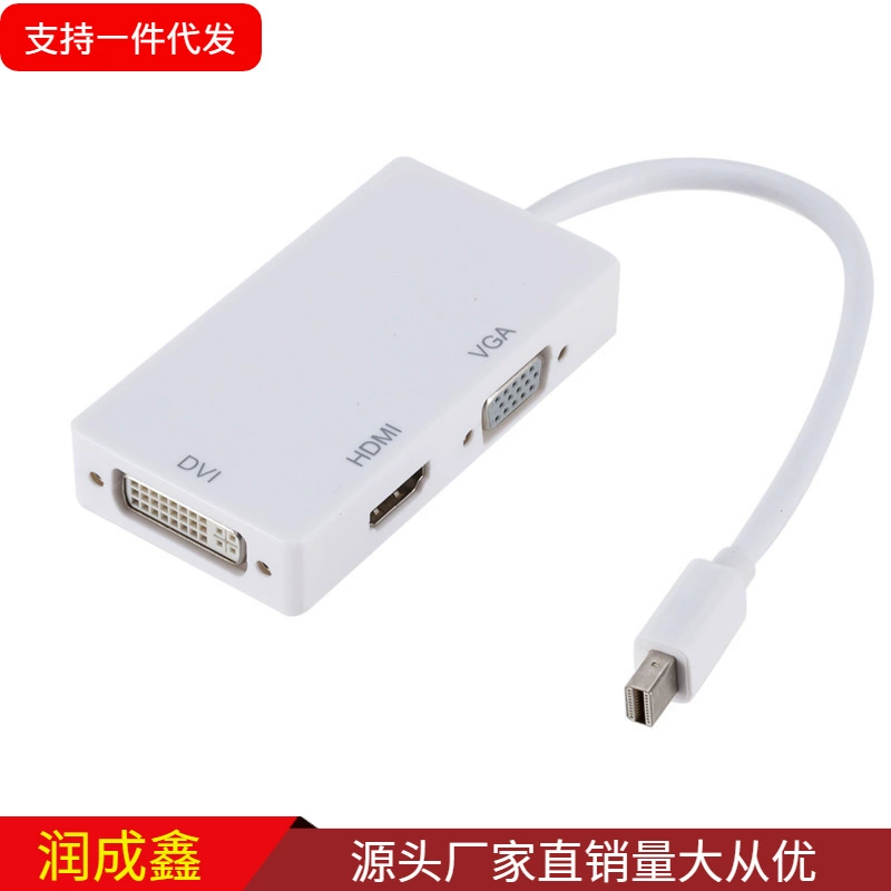Мини DP DisplayPort тройной в одном конвертер DP в VGA+HDMI+DVI преобразователь линия