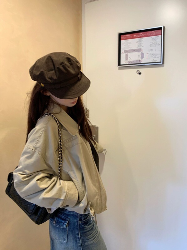 SUNONEOE 短款设计感美式工装外套女早秋季宽松百搭休闲夹克上衣|undefined