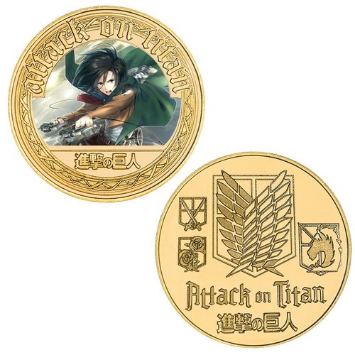 Attack on Titan Commemorative Coin Captain Eren Animation Coin Peripheral Commemorative Coin Die-cast Metal Coin
