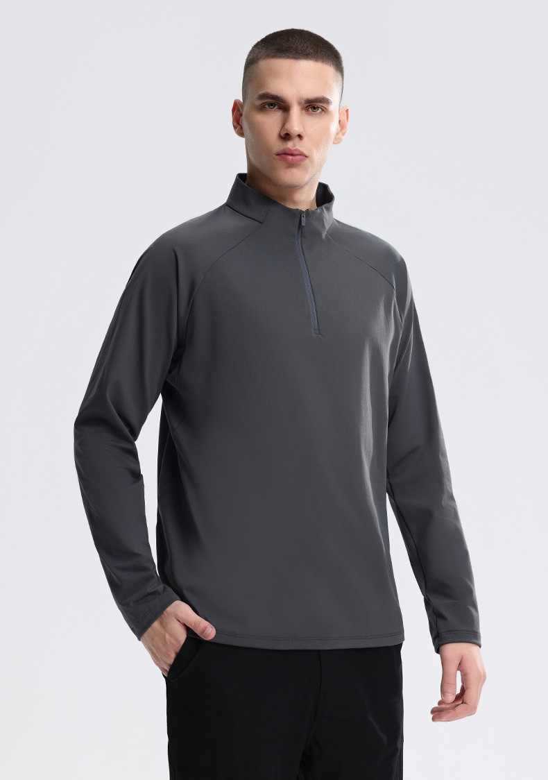 Men's Semi-zipper Sports Quick-drying Sweater Stand-up Collar Fitness Suit_voghion.com