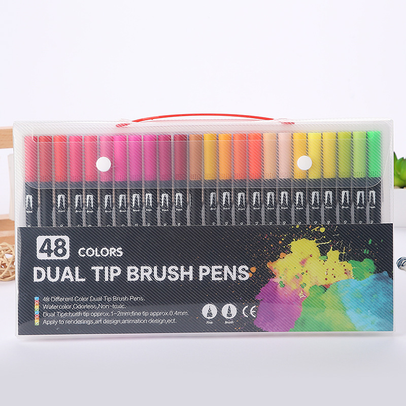 Amazon caliente negro Barra de doble cabeza marcador acuarela pluma estudiante color gancho línea cepillo arte especial traje lote