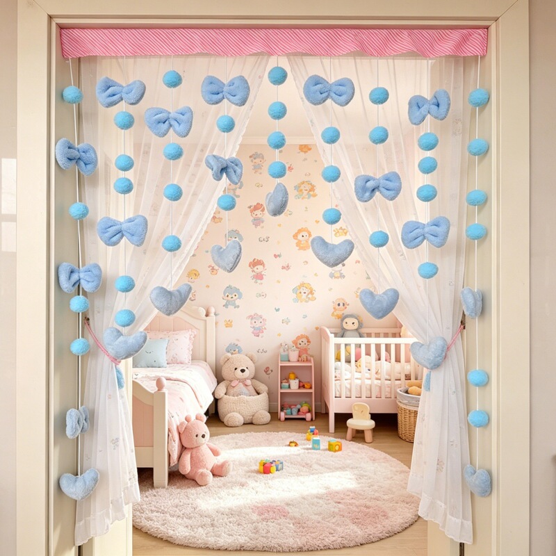 Blue Jiaoyuan Boys' and Girls' Bedroom Door Curtain, Balcony Entrance Curtain, Balcony Hanging Curtain, Blocking Curtain, Half Curtain, Partition Blue Jiaoyuan Boys' and Girls' Bedroom Door Curtain, Balcony Entrance Curtain, Balcony Hanging Curtain, Blocking Curtain, Half Curtain, Partition