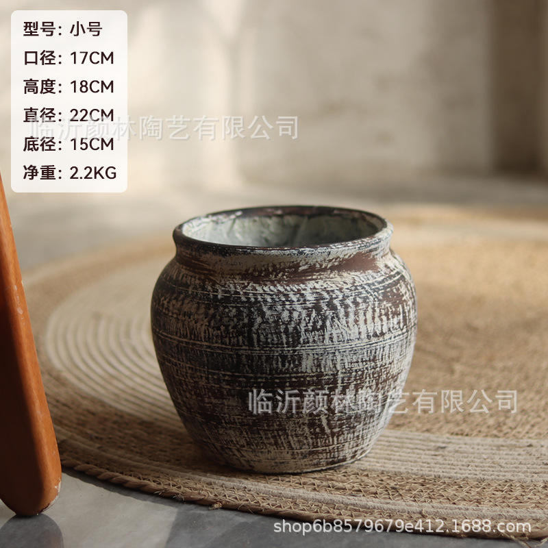 Arte gris maceta de cemento retrógrado gran maceta tequila azul flor de arroz interior sala de estar decoración de hotel maceta verde