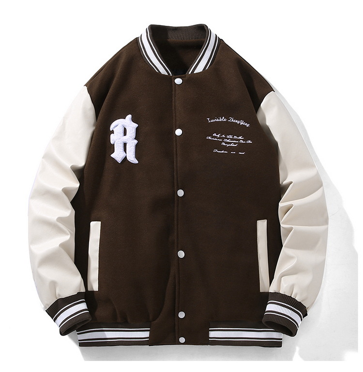 Herrenbekleidung Handtuch Schwiegermutter Stickerei Herren Frühlings- und Herbstkleidung gespleißt PU-Leder Retro plus dicke übergroße Jacke Baseballuniform_voghion.com