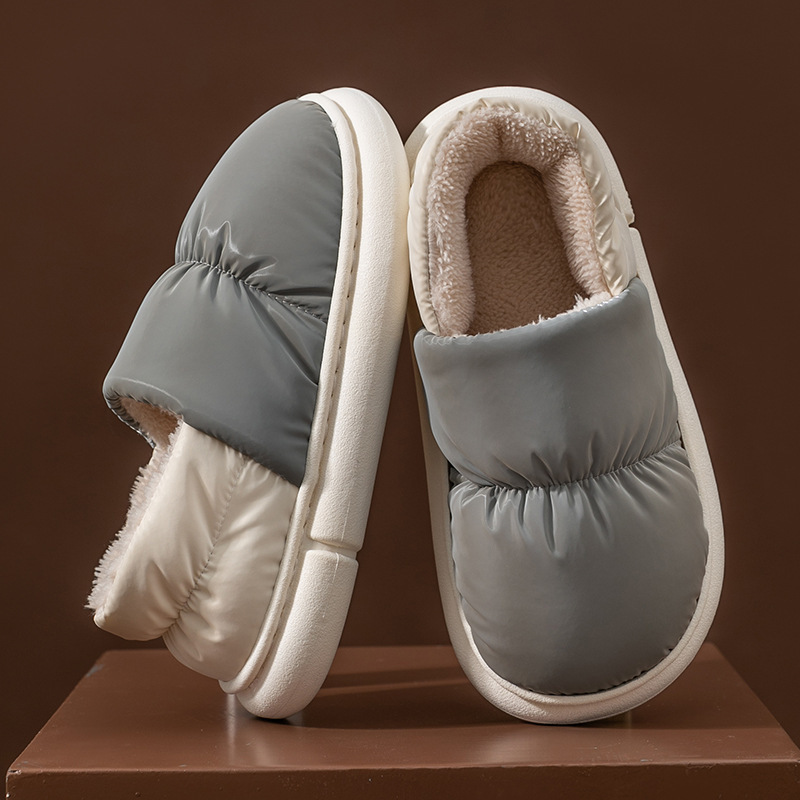 Zapatillas de algodón damas invierno 2025 nuevo interior pareja doméstica calentamiento de la luna anti-derrapante zapatillas de lana invierno