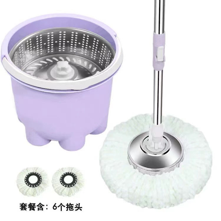 Rotating Mop Small Thickened Single Bucket Spin Dryer for Home Dual-Use Hands-Free Wash with Reinforced Rod Plastic Tray Anti-Scratch Straight Hair