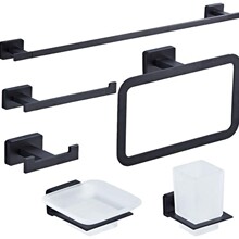 跨境黑色毛巾架套装浴室置物架卫生间厕纸架毛巾杆卫浴五金挂件