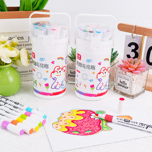 Huilin 24-Color Single-Head Water-Based Tube Acrylic Marker Pen for Kidsren's Graffiti Opaque Painting Stackable Art Pen