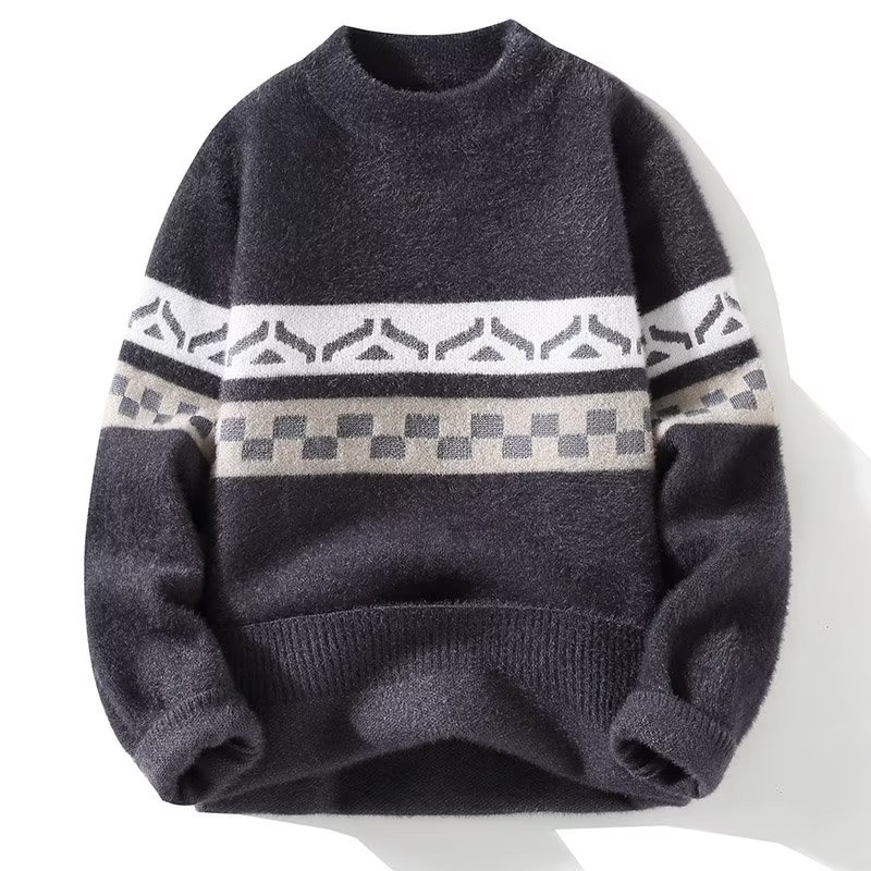 Suéter juvenil invierno de los hombres 2023 nueva camisa de punto de color a juego suéter de los hombres de invierno cálido top