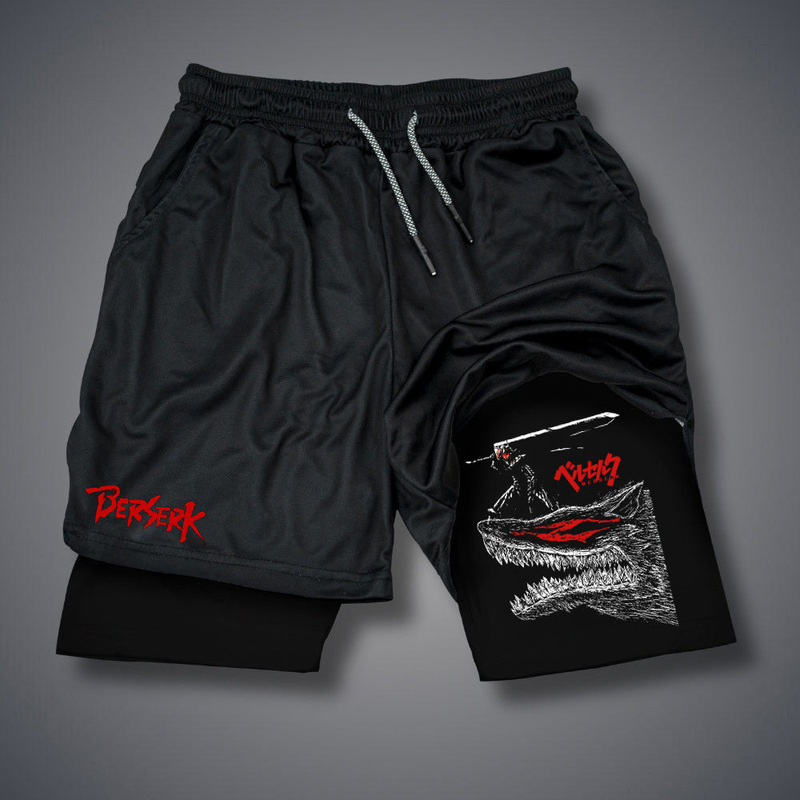 2026 New Summer Model Foreign Trade Cross-Border Berserk Anime Shorts Adult Double-Layer Beach Fitness Casual Pants 2026 New Summer Model Foreign Trade Cross-Border Berserk Anime Shorts Adult Double-Layer Beach Fitness Casual Pants