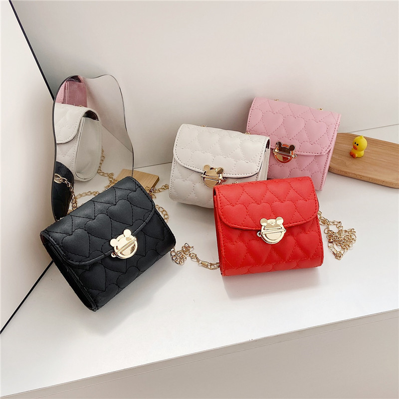 新款儿童包包女童公主包休闲时尚单肩链条包桃心绣线小香风批发