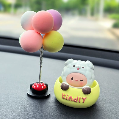 Car ornaments, Head Animal Dolls, Car Interior - yellow-puppy-single-mini-colorful-balloon-ornament