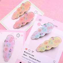 新款彩色花卉细闪云朵亚克力小发卡头饰发夹碎发刘海夹侧边夹批发