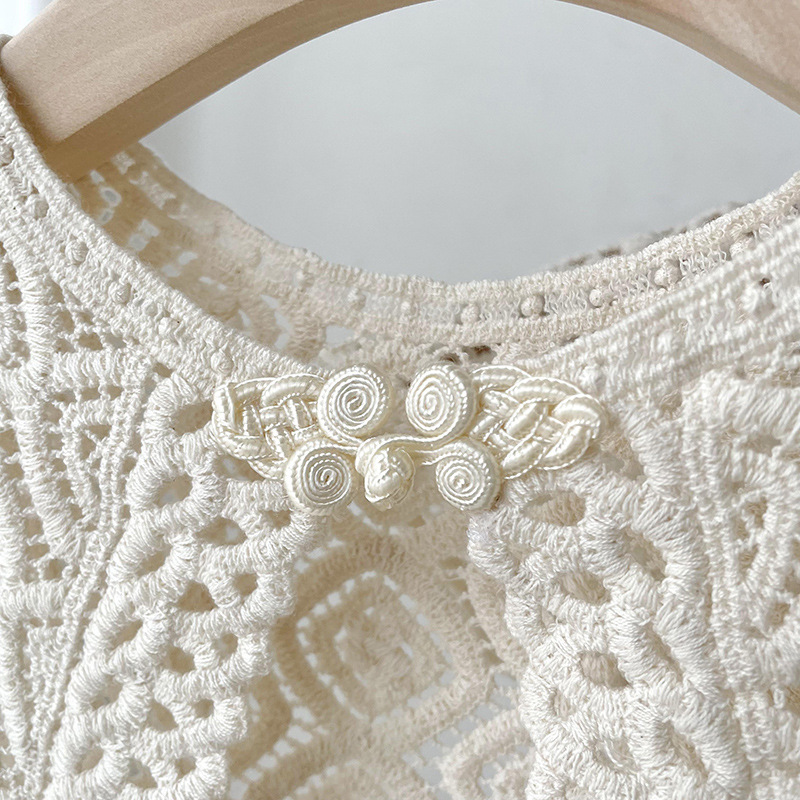 Cuello falso recortado de crochet de punto de encaje para mujer en primavera y otoño con camisa y falda chal decorativo cuello de muñeca versátil