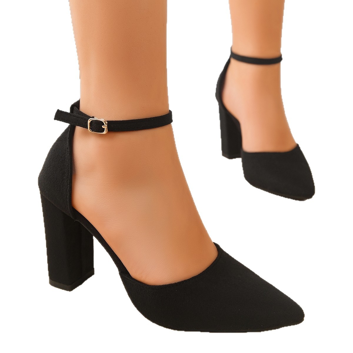 2025 Winter New Pointed Toe Hollow Strap Chunky Heel High Heels Direct From Manufacturer For Foreign Trade And_vogvips.com