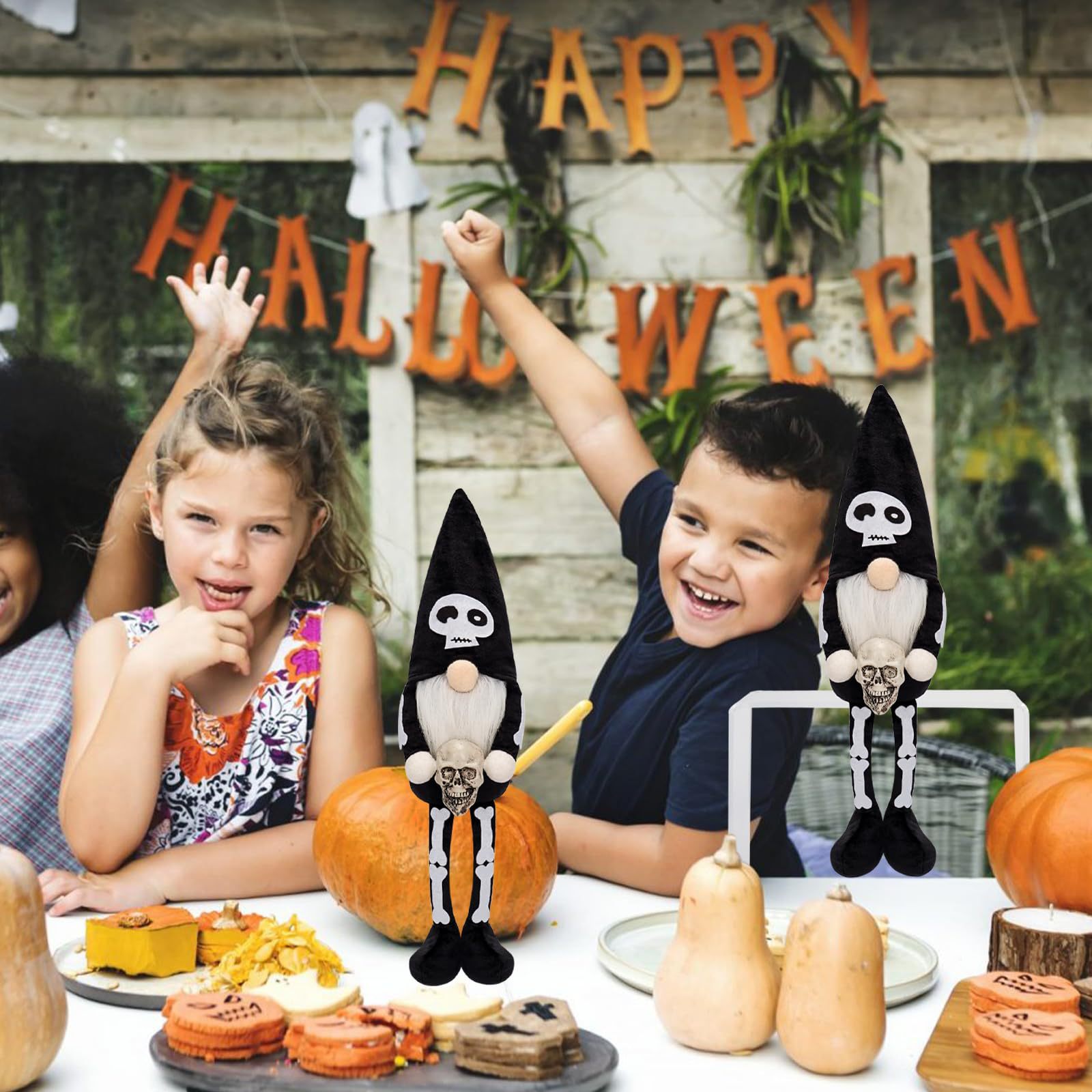 Nuevo Halloween transfronterizo cráneo enano muñeca decoración de fiestas accesorios muñecas de piernas largas terror