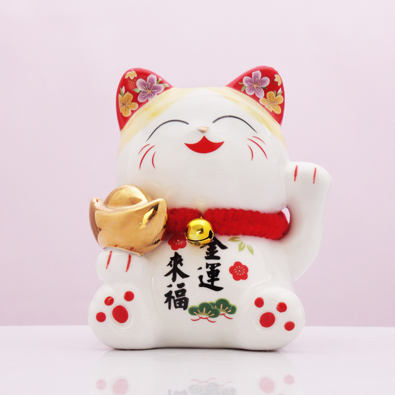Fábrica directa japonesa Jinyuanbao atraer la fortuna gatos pequeños adornos cerámicos de regalo de apertura cajero de entrada de la casa sala de estar