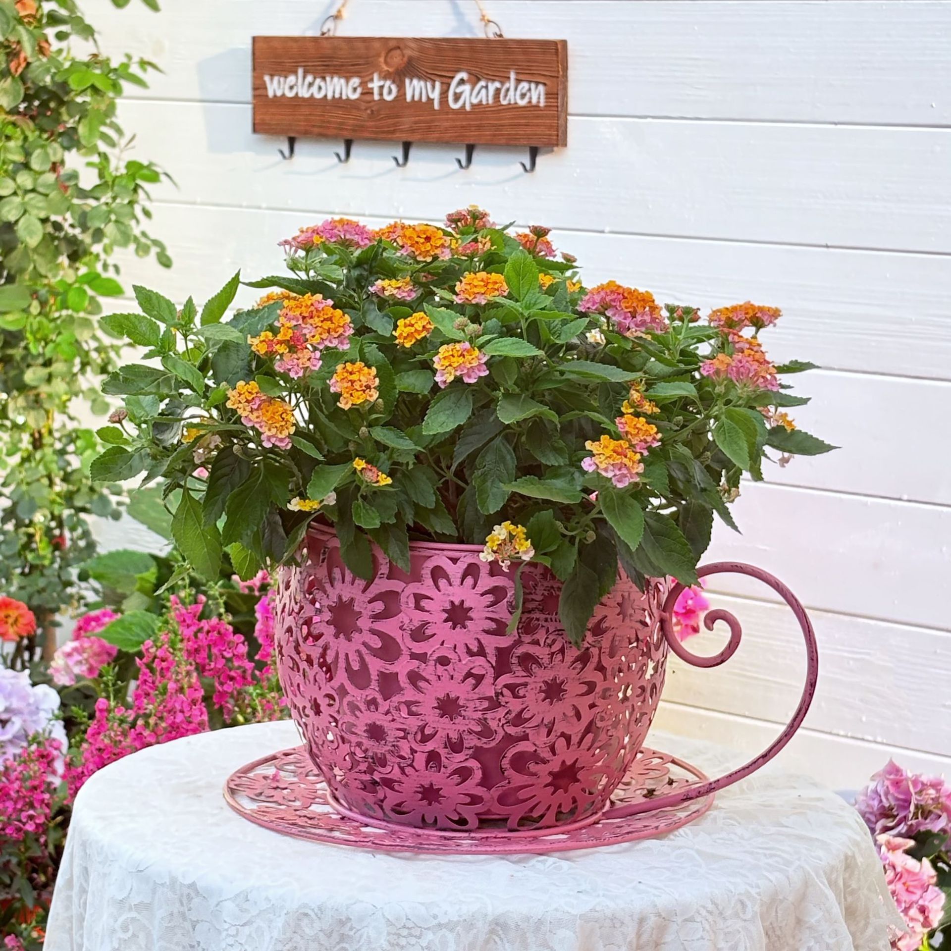 Temu Cross-Border Outdoor Flower Pots Courtyard Garden Indoor Living Room Landscaping Creative Art Balcony Decoration Iron Flower Pots