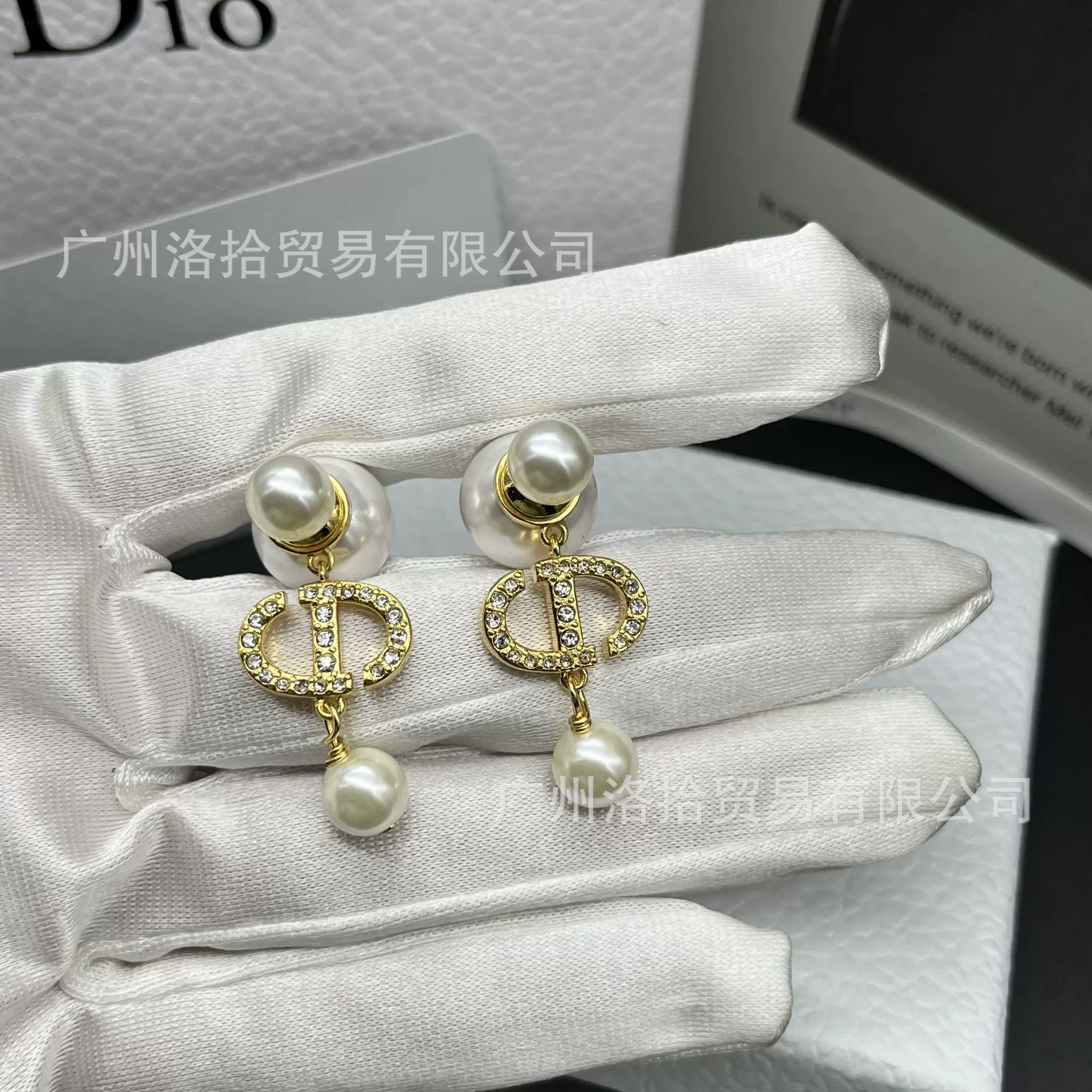  stone inlay with letters with tassels, universal earrings from pearl, diamond encrusted, internet celebrity