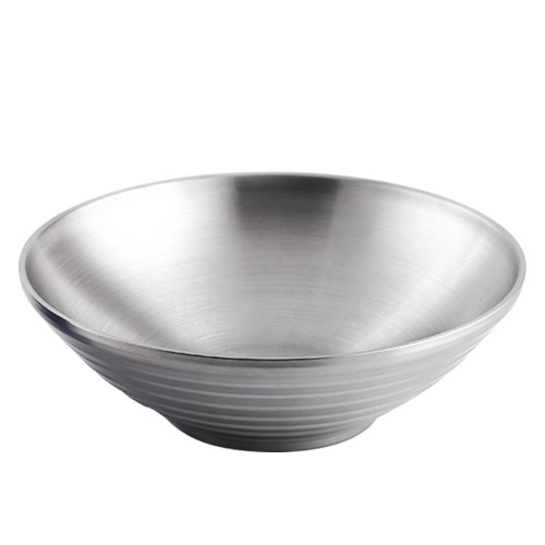 Wholesale Japanese stainless steel bamboo hat bowl Korean ramen bowl household instant noodle bowl fruit salad trumpet bowl customization