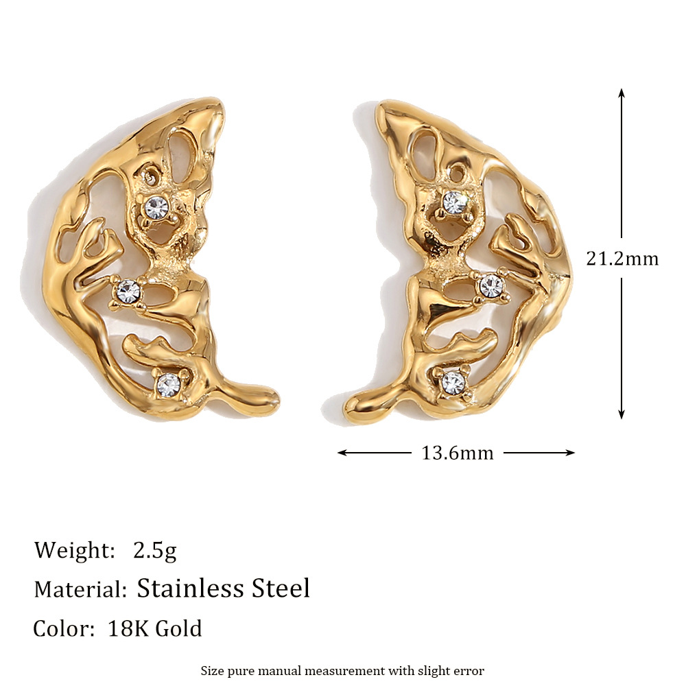 Gold Color Hollow Wings Stainless Steel Earring