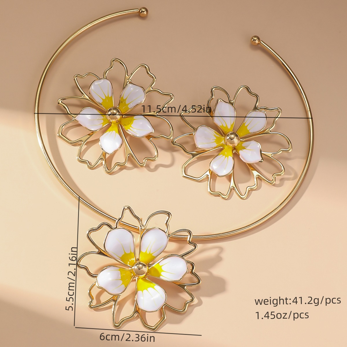 Alloy Material Retro Exaggerated Flower Alloy Women's Jewelry Set