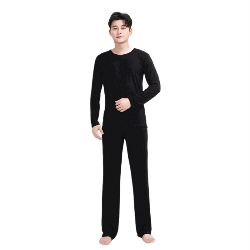 Black round neck long sleeve + straight pants